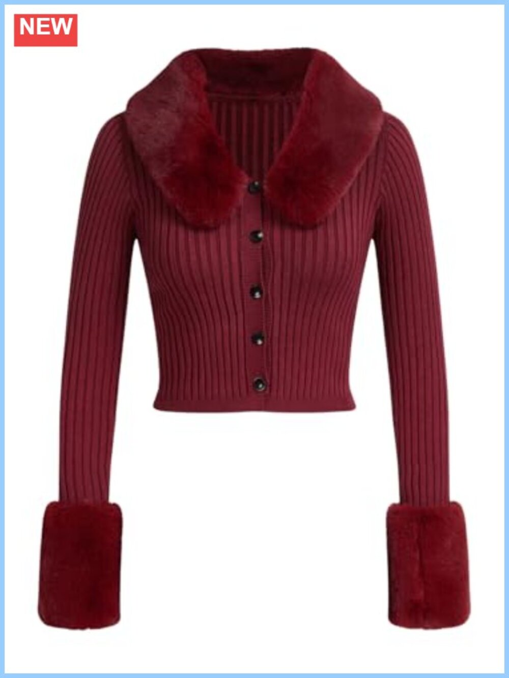 Fuzzy Faux Fur Cardigan Long Sleeve V-Neck Knit Fall Sweater